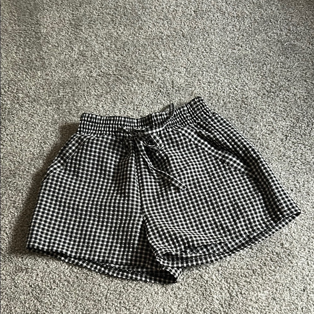 Women's Black and White Gingham Shorts